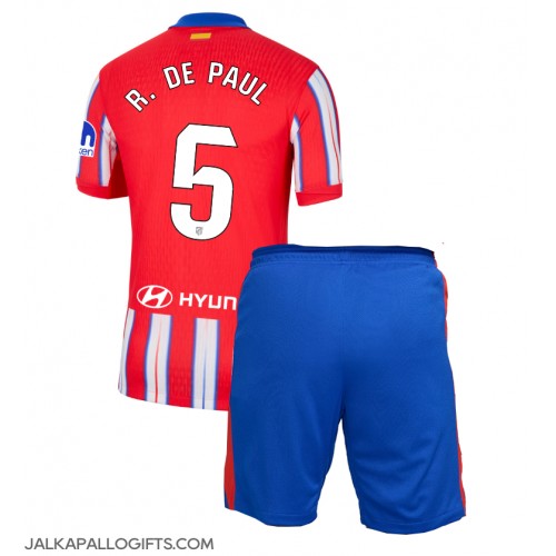 Atletico Madrid Rodrigo De Paul #5 Koti Peliasu Lasten 2024-25 Lyhythihainen (+ Lyhyet housut)